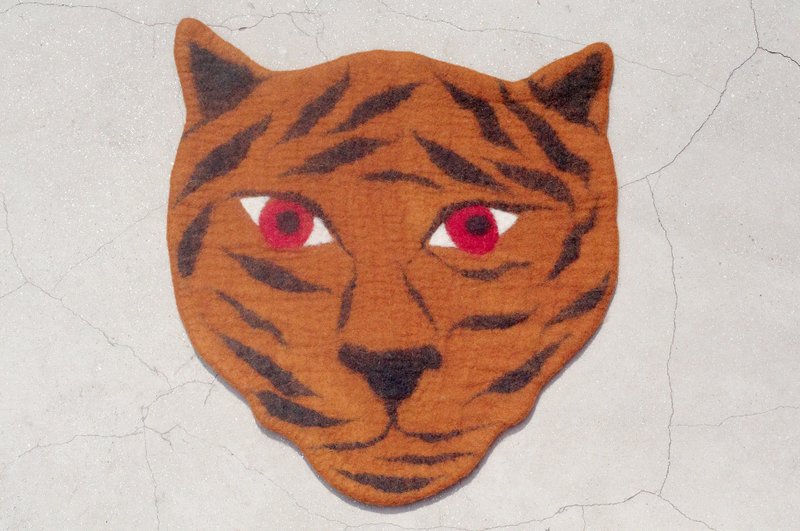 情人节礼物 限量一件 手感羊毛毡地毯/桌垫/羊毛毡地垫 / 动物地垫 - 非洲草原的老虎 - 被子/毛毯 - 羊毛 橘色