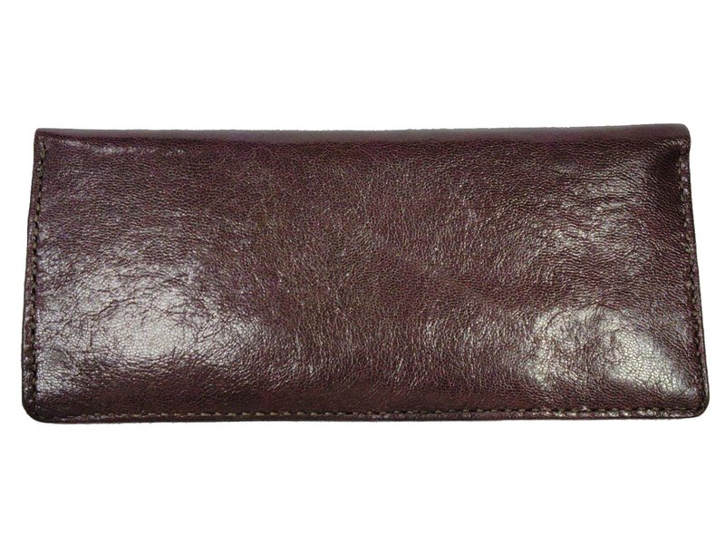 轻薄简约长夹~红棕色 - 皮夹/钱包 - 真皮 咖啡色