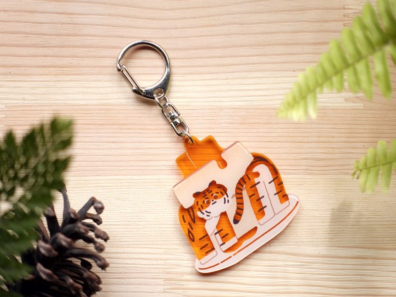 压克力造型钥匙圈 奶油虎 舒芙蕾 - 钥匙链/钥匙包 - 压克力 橘色