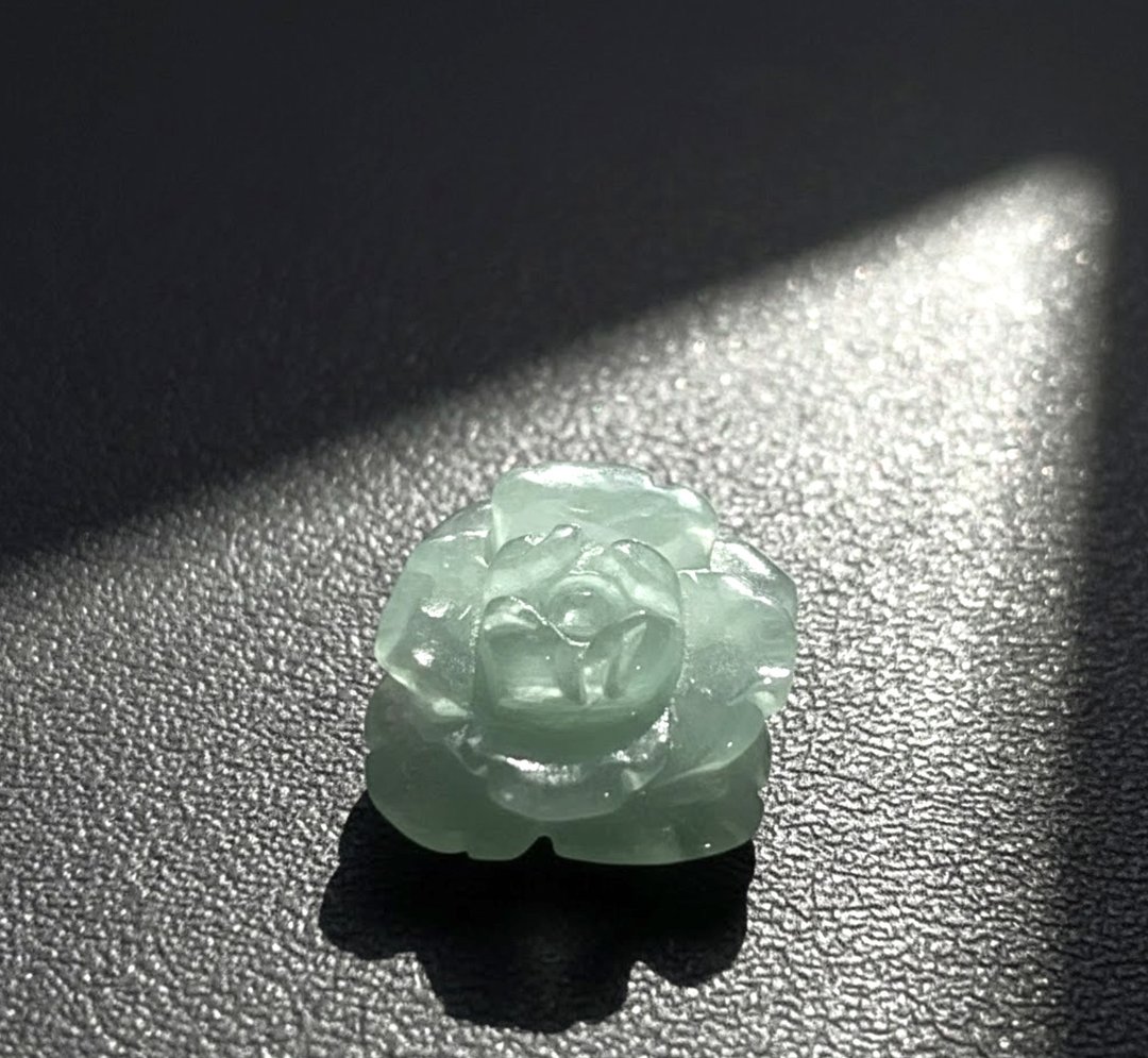 冰绿翡翠牡丹花 | 裸石 | 天然缅甸玉翡翠A货 | 送礼 - 金工/饰品 - 玉石 绿色