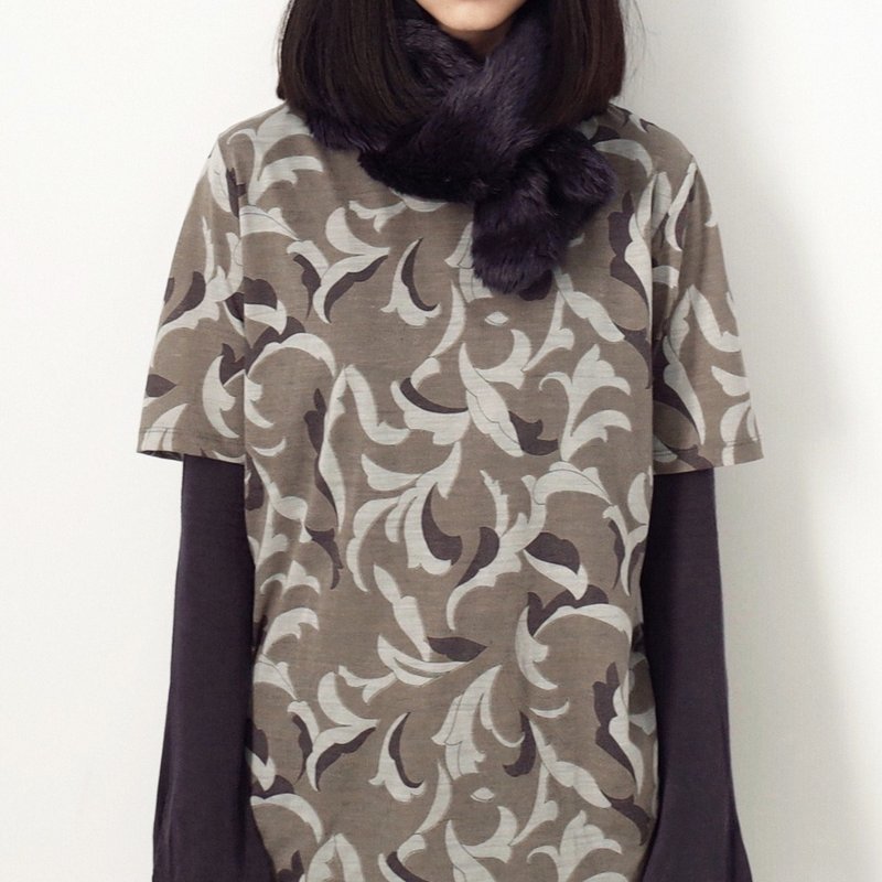 薰灰 复古印花衫 - 女装上衣 - 羊毛 灰色