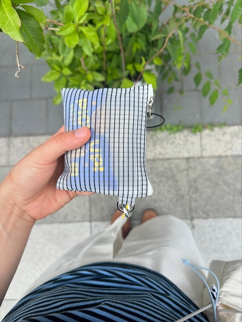 韩国品牌 MINMIN 附钥匙圈挂环 网状防泼水零钱包 - 黑 - 零钱包 - 尼龙 黑色