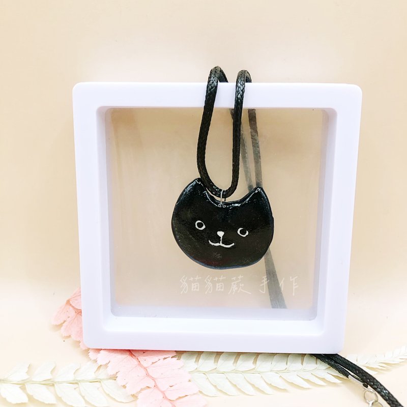 魔女黑猫手作瓷项链 手作项链  猫项链  手捏陶  独一无二 交换 - 项链 - 陶 