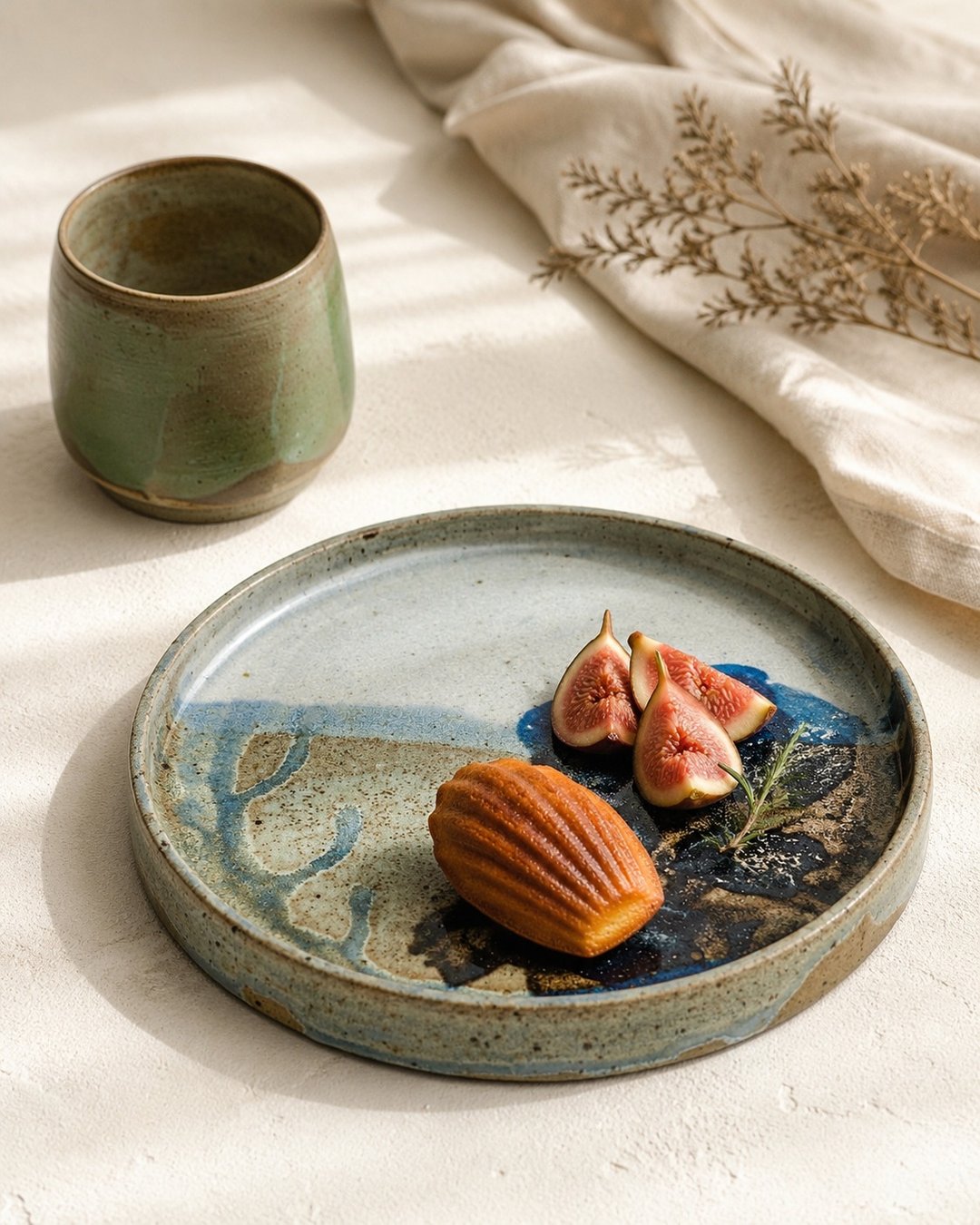 Rain Potter・流动之境・澳洲手工蓝釉陶盘・深海釉彩・唯一作品 - 盘子/餐盘/盘架 - 陶 