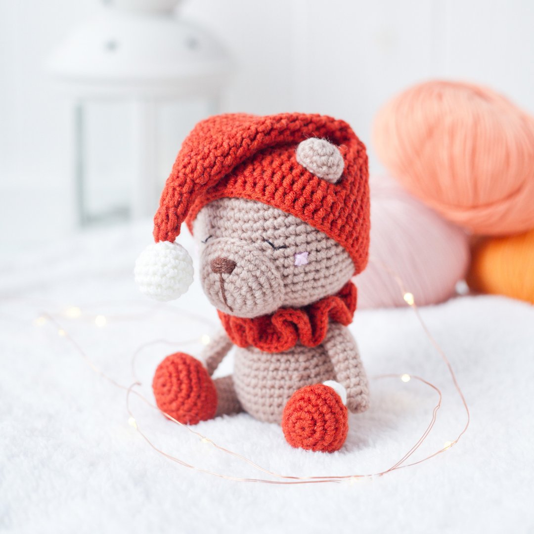 Crochet Pattern Sleeping Bear in Hat Amigurumi Toy - Digital Item - 手工艺教程/工具书 - 其他材质 