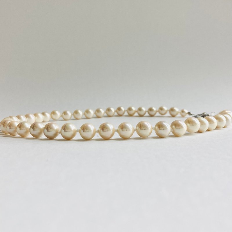 贝壳抛光珍珠全结项链 / 8mm 约 42cm / 米白奶油色 / R / made in japan - 项链 - 贝壳 白色