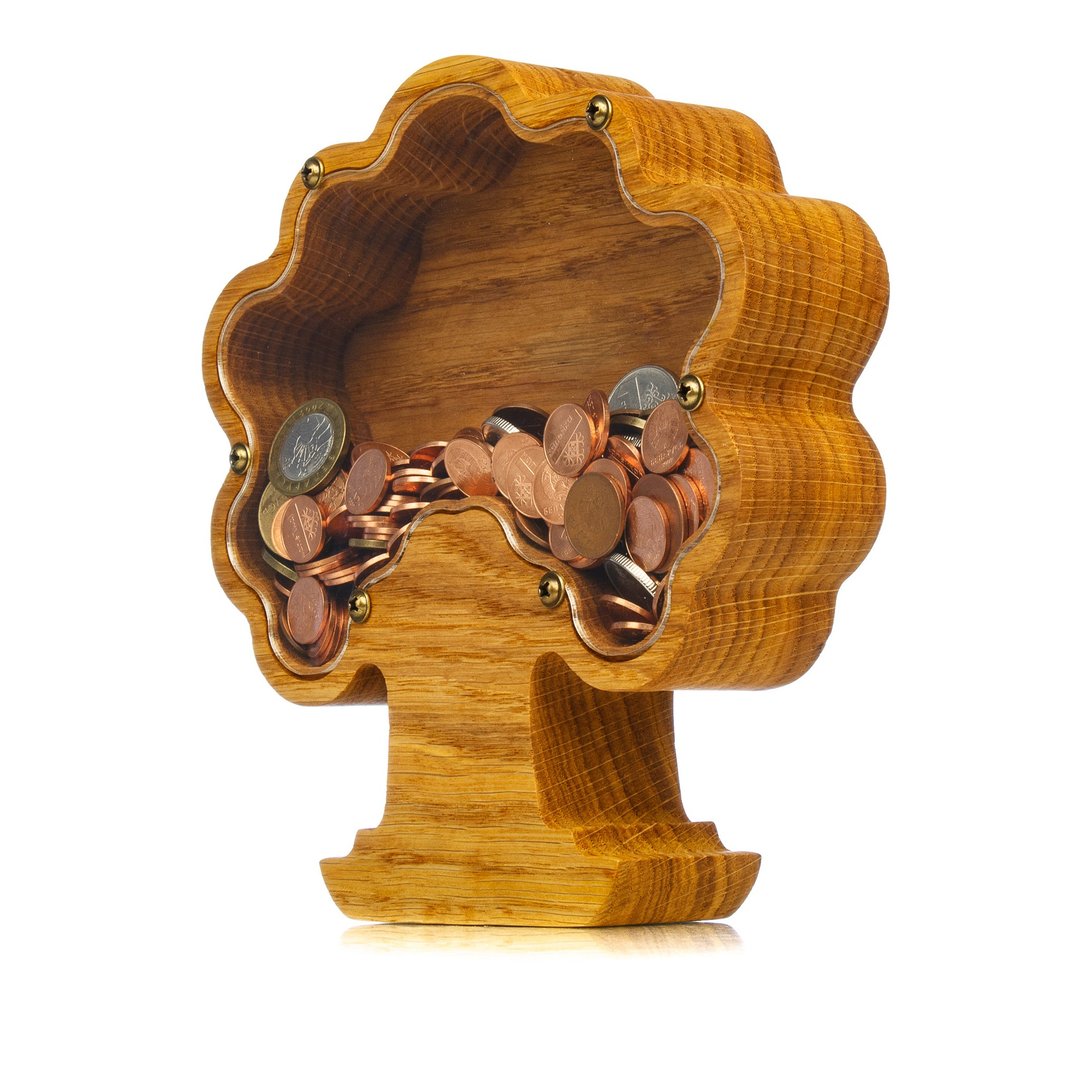 Wooden bonsai tree money box frame Piggy bank for adult boy girl kid Wood - 储蓄罐 - 木头 