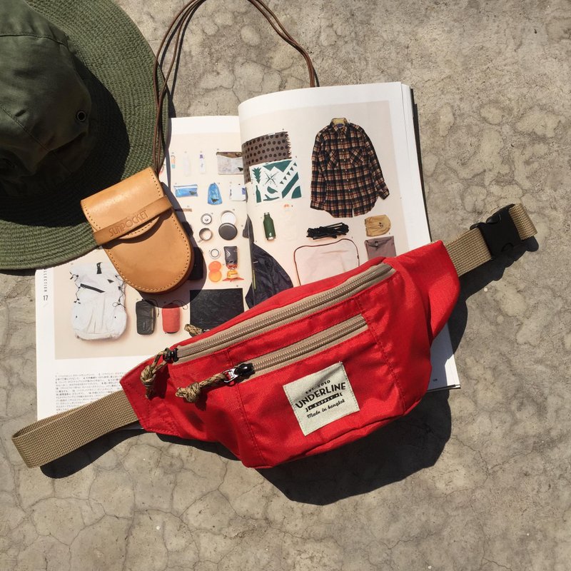 New Red Ripstop Nylon Waist Bag / Vintage Style / everyday bag / travel - 侧背包/斜挎包 - 其他材质 红色