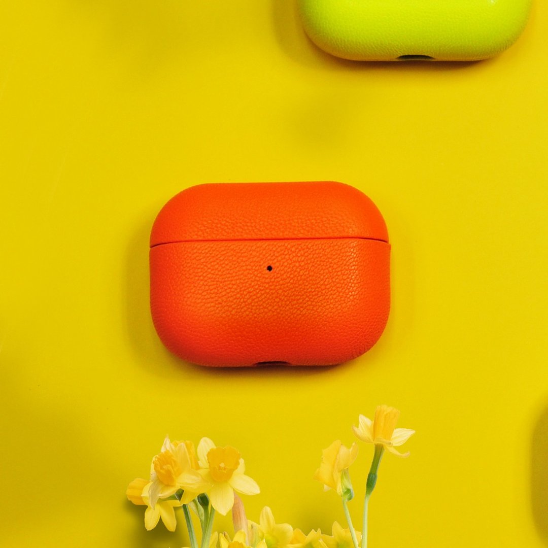 AirPods 4/3/Pro/Pro2 羊皮 耳机保护壳 Orange 橙子 定制化 - 耳机 - 真皮 橘色