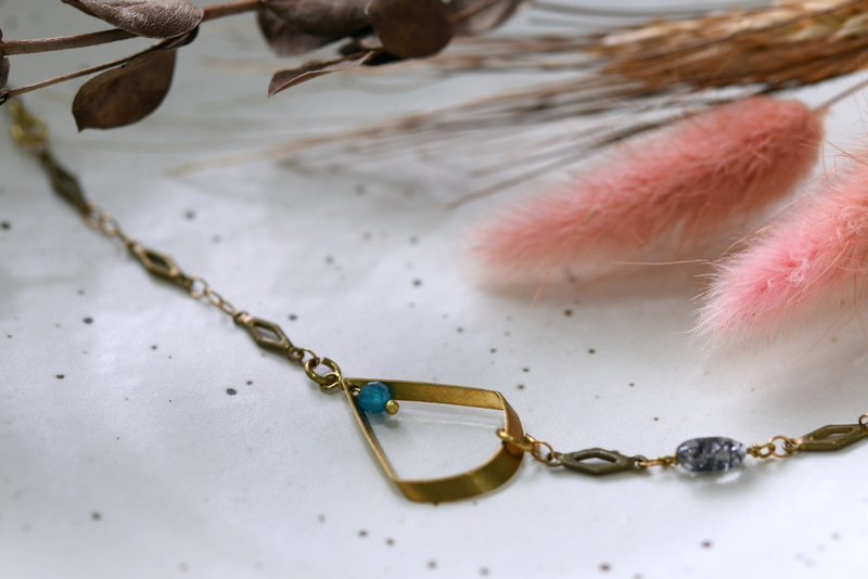 几何系列 NO.8│黑发晶x黄铜│黄铜手链 - 手链/手环 - 铜/黄铜 黑色