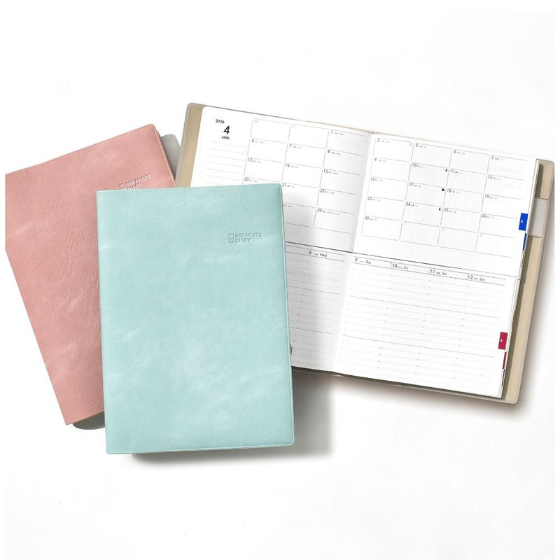 手帐 2026 年 4 月开始 A5 B6 独立式手帐 质感素面外皮 月间 周间 - 笔记本/手帐 - 纸 粉红色