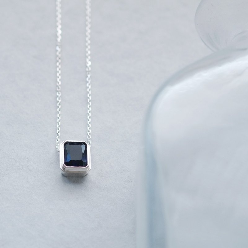 经典 蓝宝石 圆珠项链 925银 - 项链 - 其他金属 蓝色