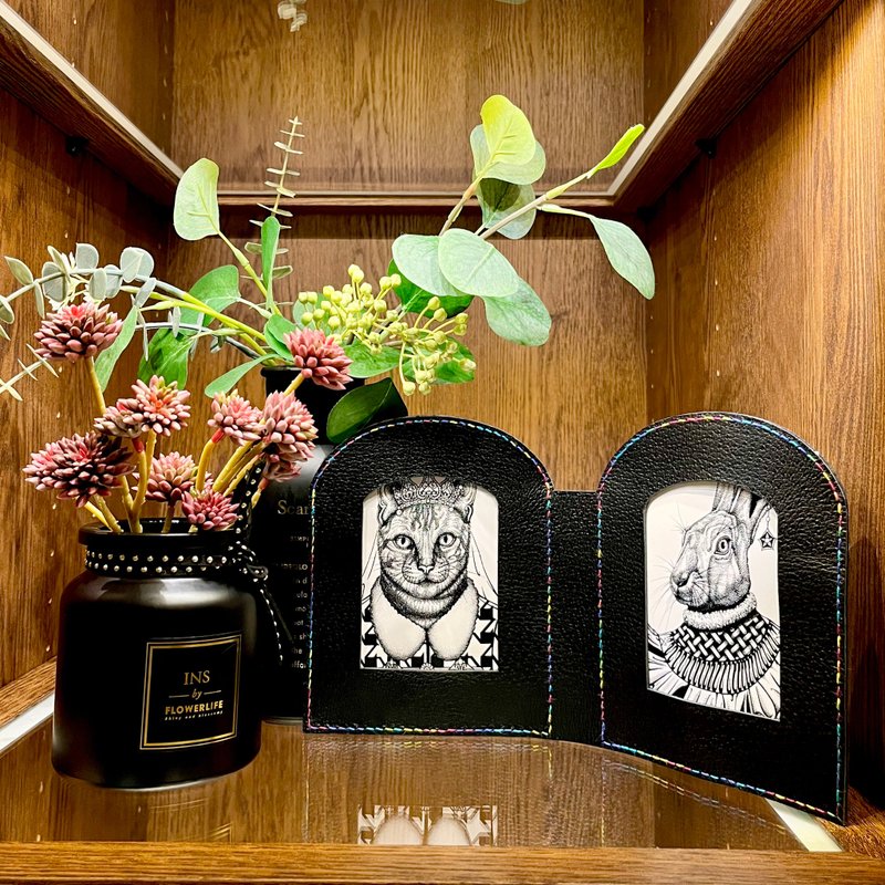 真皮相框 手工缝制 彩色拼接 - 画框/相框 - 真皮 黑色