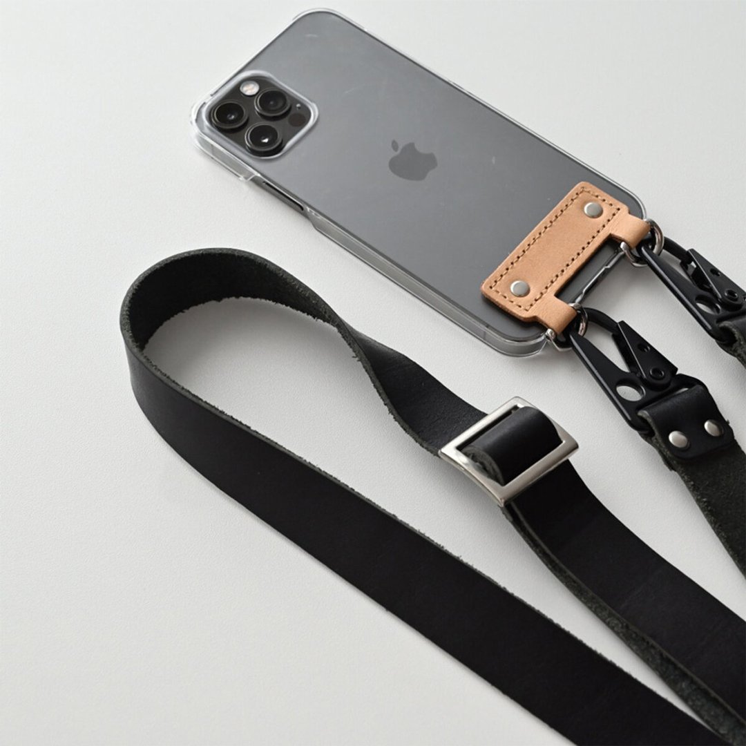 Compatible with all models Android Compatible Smartphone Shoulder Smartphone Case with Strap [Kinari x S Jeans] Smartphone Shoulder FG03M - 手机壳/手机套 - 真皮 黑色