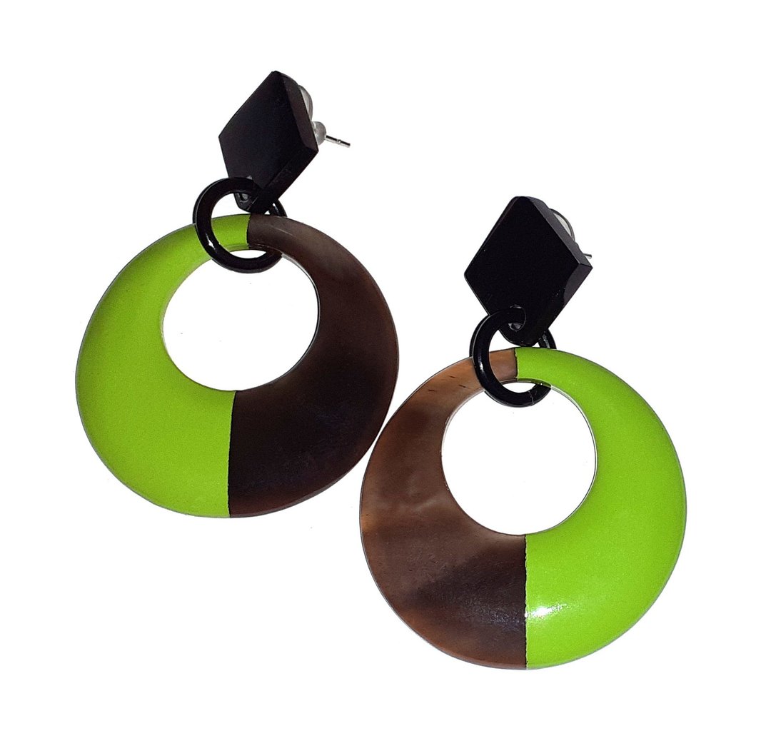 Handcrafted earrings best gifts for her handmade jewelry from horn &amp; lacquer - 耳环/耳夹 - 环保材料 绿色