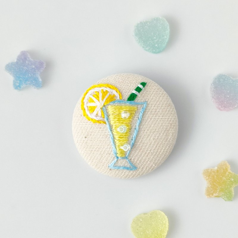 柠檬水刺绣发圈 - 发饰 - 棉．麻 黄色