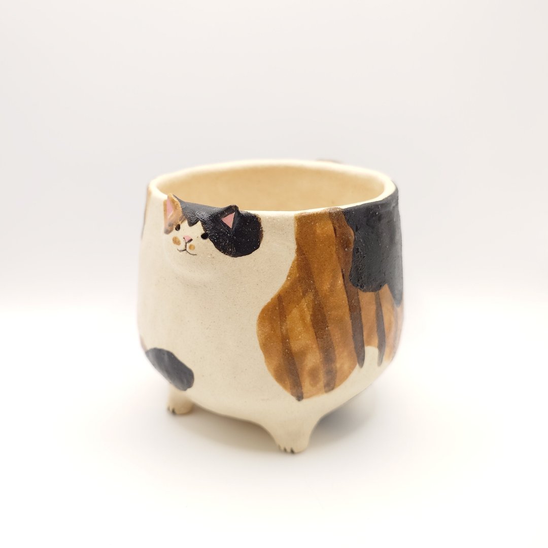 三花猫杯杯 - 其他杯子 - 陶 