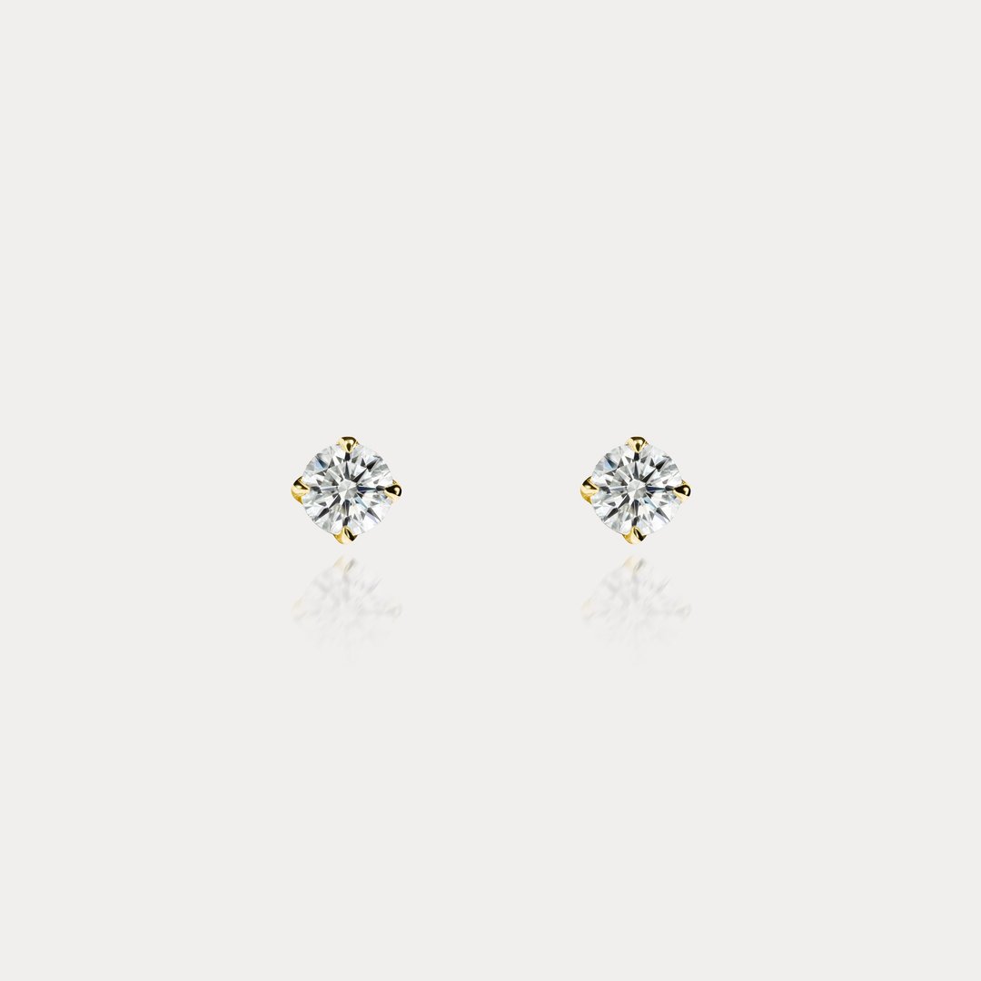 Crown | 0.20ct 皇冠经典四爪镶 八心八箭 贴耳钻石18K耳环 - 耳环/耳夹 - 钻石 白色