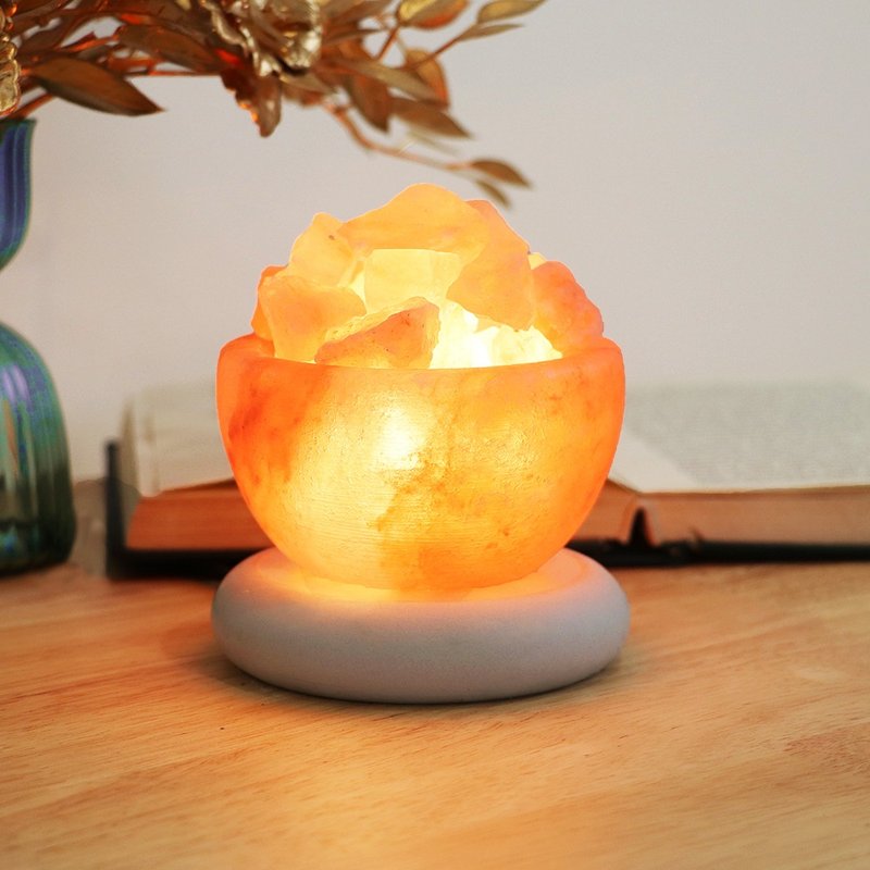 小玫瑰聚宝盆 I 清水模 I 原色甜甜圈底座 l 招财纳福 I 盐灯 - 灯具/灯饰 - 水泥 