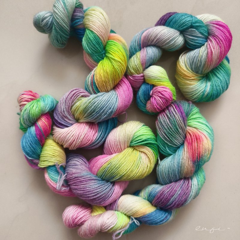 lufi手染线 美丽诺羊毛袜线 细线 50g 油画 缤纷棒棒糖 - 编织/刺绣/羊毛毡/裁缝 - 羊毛 