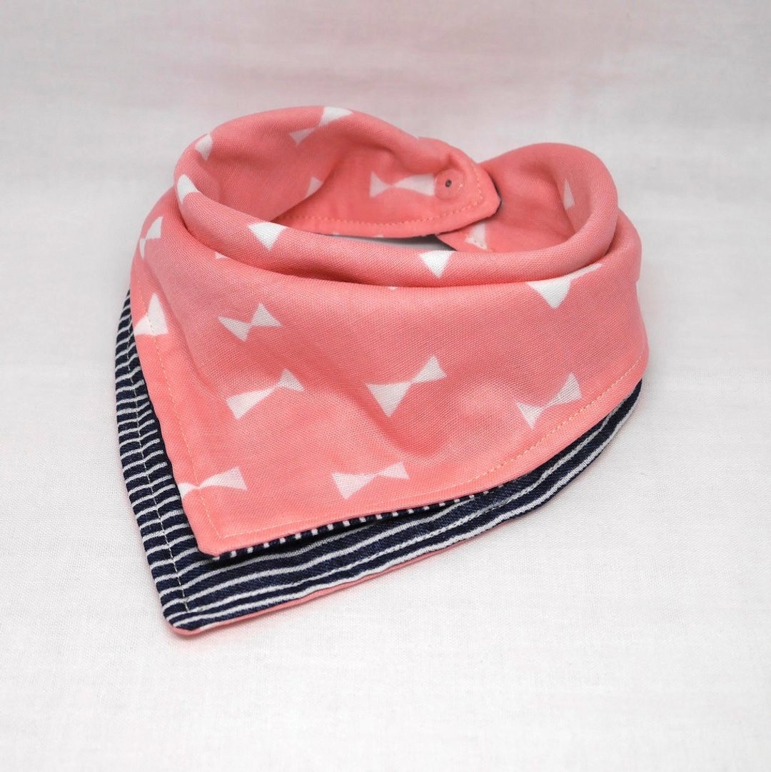 Japanese Handmade 6-layer-gauze Baby Bib - 围嘴/口水巾 - 棉 粉红色
