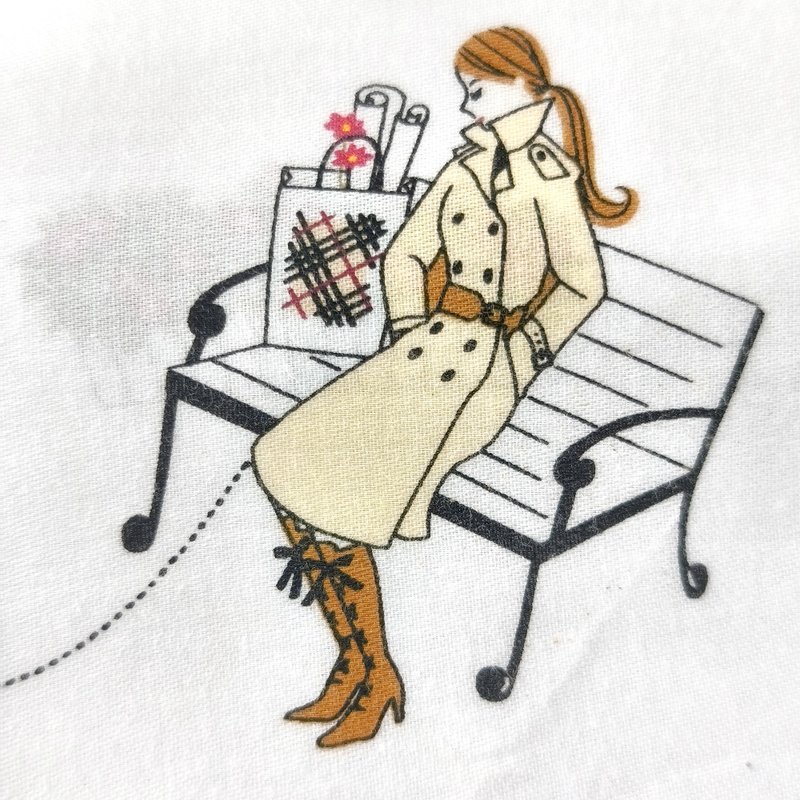 Burberry 复古手帕 女仕与雪纳瑞犬 19 x 19 英寸 - 手帕/方巾 - 棉．麻 白色