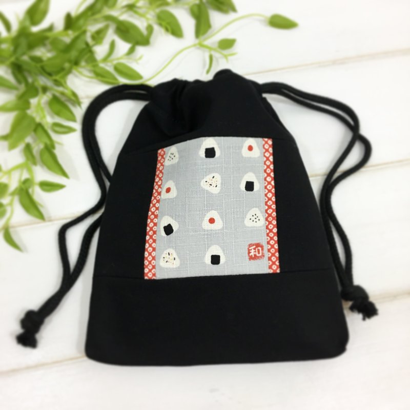| •R• | 和风拼接束口袋 | 束口万用袋/收纳袋 | 御饭团 - 化妆包/杂物包 - 棉．麻 
