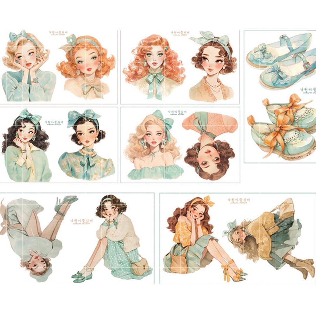 薄荷女孩角色贴纸 女孩插画贴纸 0012 nakwon atelier - 贴纸 - 纸 
