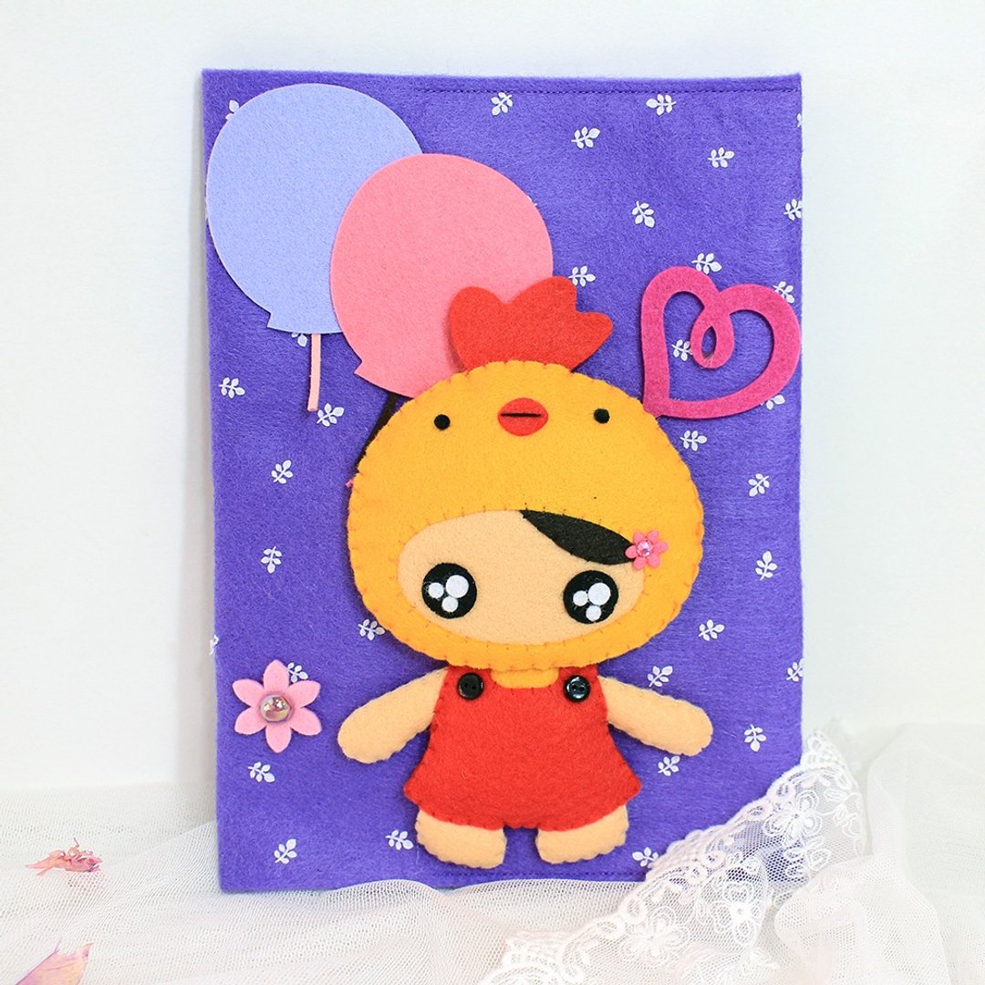 乐比兔LoveRabbit-小鸡手册封套-纯手工缝制+女孩+紫色-笔记册封套、礼物、妈妈手册封套 - 笔记本/手帐 - 纸 紫色