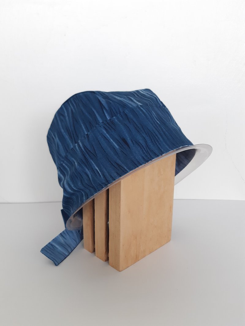 水波双面头巾帽 料理 工作帽 - 帽子 - 棉．麻 蓝色