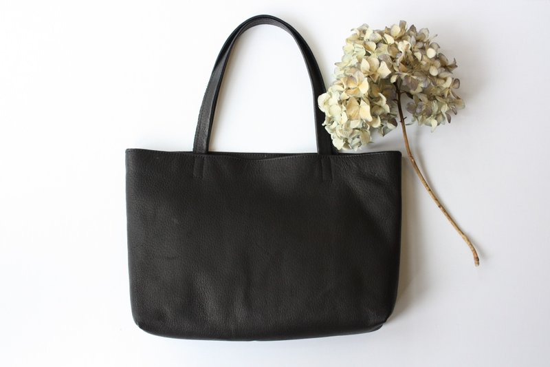 [Made to order] Pigskin mini tote bag black - 侧背包/斜挎包 - 真皮 黑色