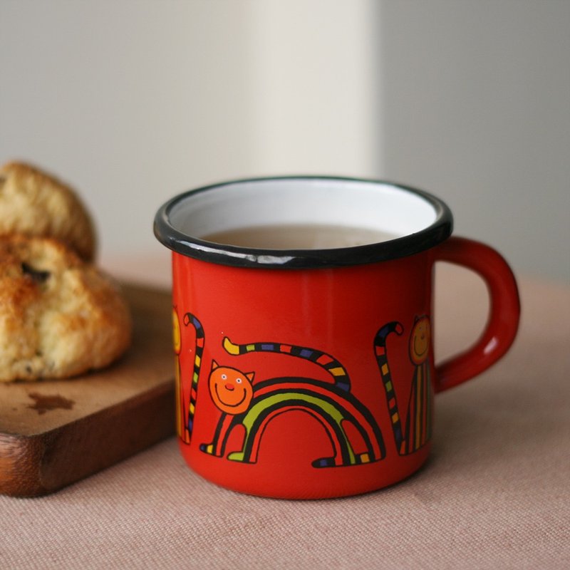 Smaltum布拉格 珐琅杯 曲线喵咪_茄红(400ml)(FDN000386) - 咖啡杯/马克杯 - 珐琅 红色