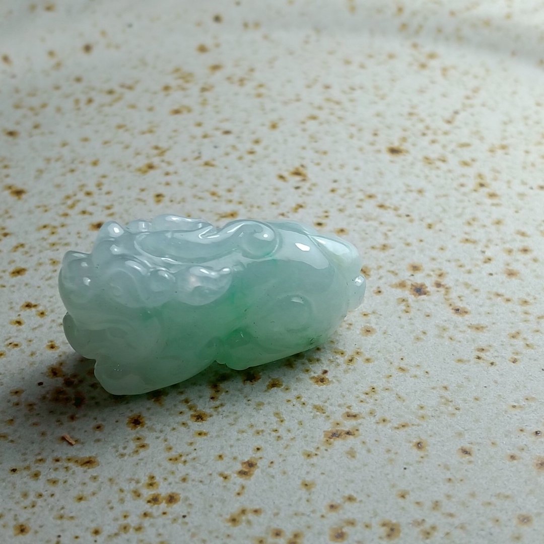 J0212天然翡翠A货 . 冰糯飘果绿貔貅.招财.摆件. - 摆饰 - 玉石 
