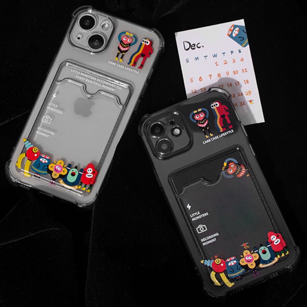 iPhone 13/12系列 四角防摔透明卡套手机壳 - 小怪兽款 - 手机壳/手机套 - 其他材质 透明
