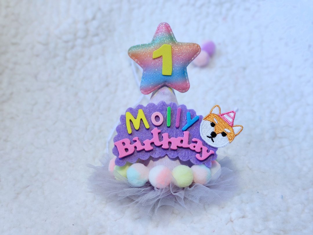 Birthday star 生日之星 宠物生日帽 柴犬 shiba - 衣/帽 - 棉．麻 红色
