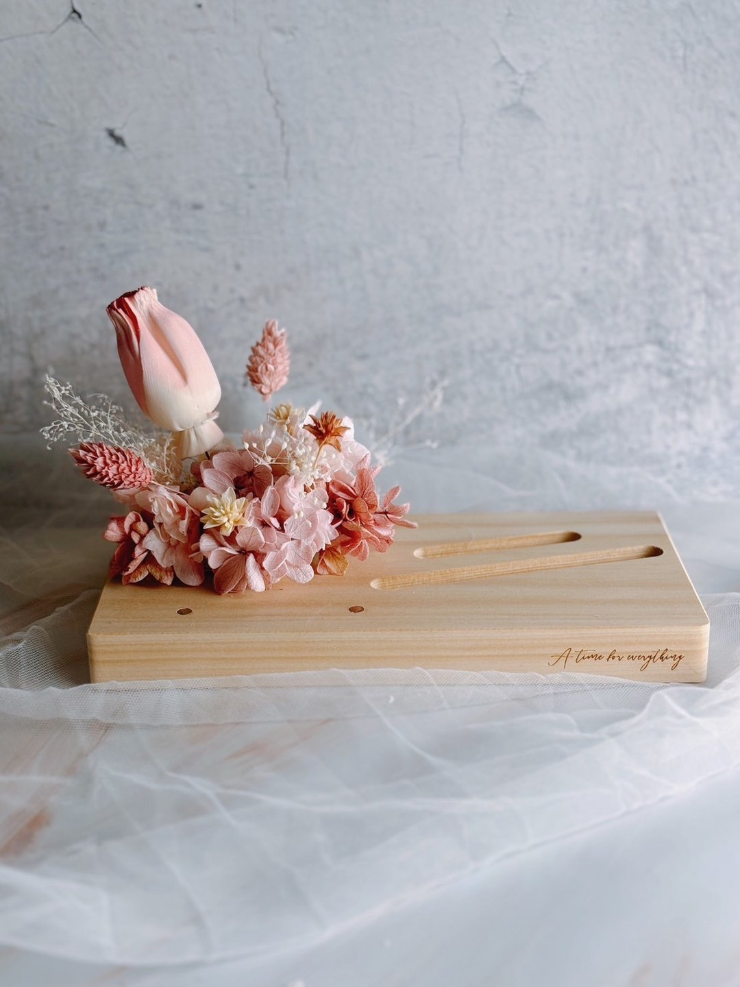 慢慢爱上你系列  互相陪伴版 永生花木制展示架  可定制祝福话 - 干燥花/捧花 - 木头 粉红色