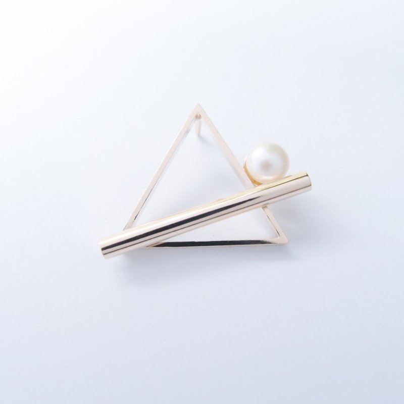 几何风景6 金属珍珠胸针 - 胸针 - 其他金属 金色
