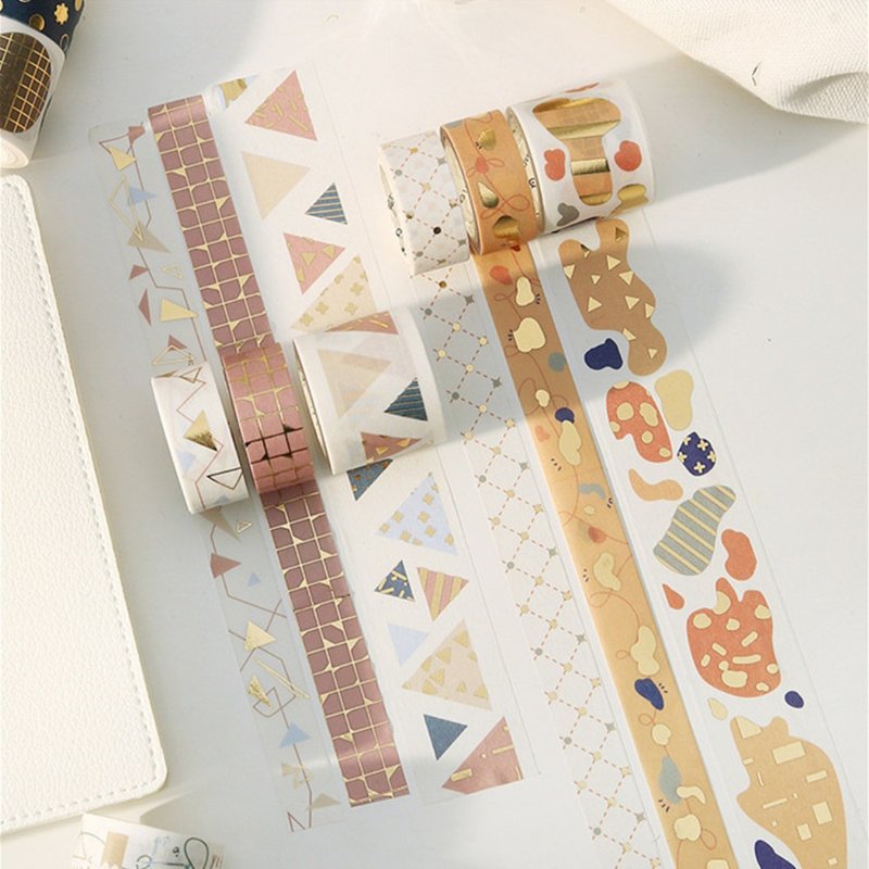 【信的恋人-橘子牛乳】3卷烫金胶带套装 手账和纸胶带素材 6款 - 纸胶带 - 纸 