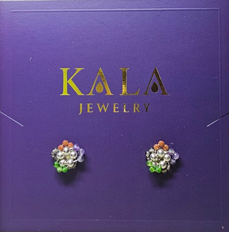 春日之花 - 耳环/耳夹 - 半宝石 