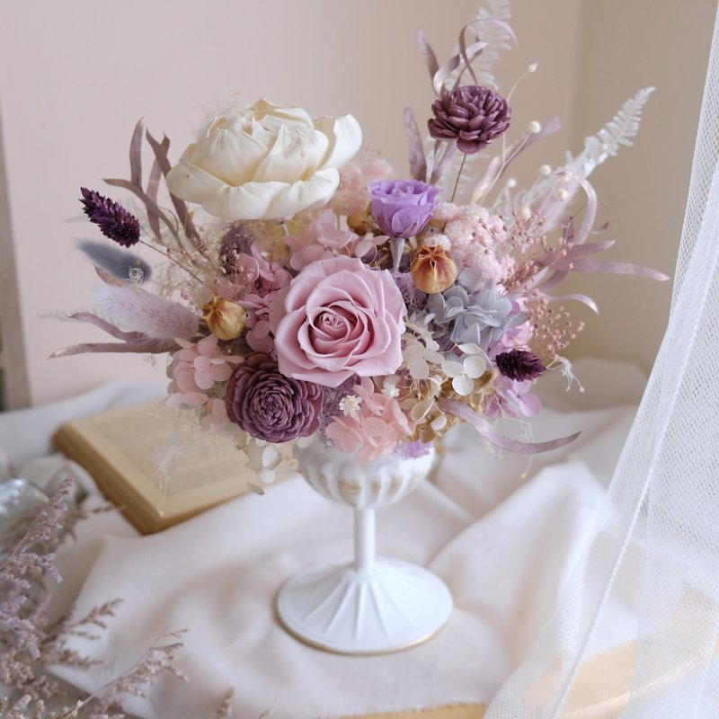 【永生花盆花】低脚冠军杯/永生花/居家装饰/开幕/新居/送礼 - 干燥花/捧花 - 植物．花 紫色