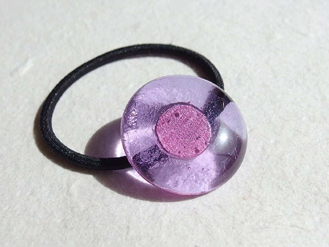 Transparent glass that changes color (Hikari [Magic]) Hair tie [Can be changed to a pony hook] [Made to order] - 发饰 - 玻璃 紫色