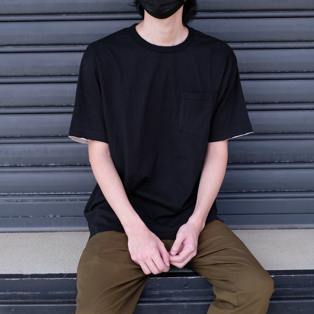 夏日宽版口袋T 中性T恤 /简约款式/纯棉材质/蓝染/素T/情侣/礼物 - 男装上衣/T 恤 - 棉．麻 黑色