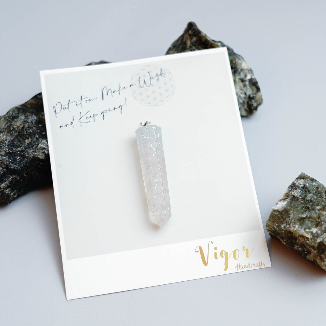 【白晶】天然水晶碎石吊坠 - 吊饰 - 水晶 白色