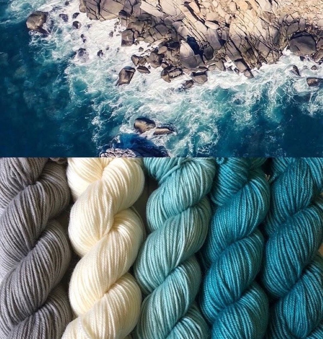 Hand dyed yarn set aran weight merino superwash - 编织/刺绣/羊毛毡/裁缝 - 羊毛 多色
