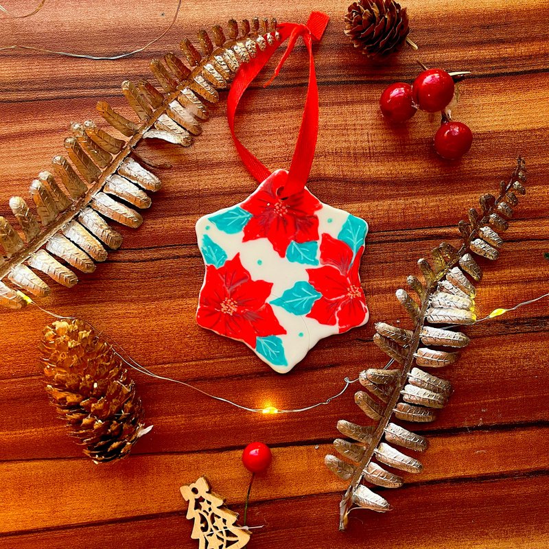 手绘陶瓷圣诞装饰 (圣诞花) - 摆饰 - 瓷 多色