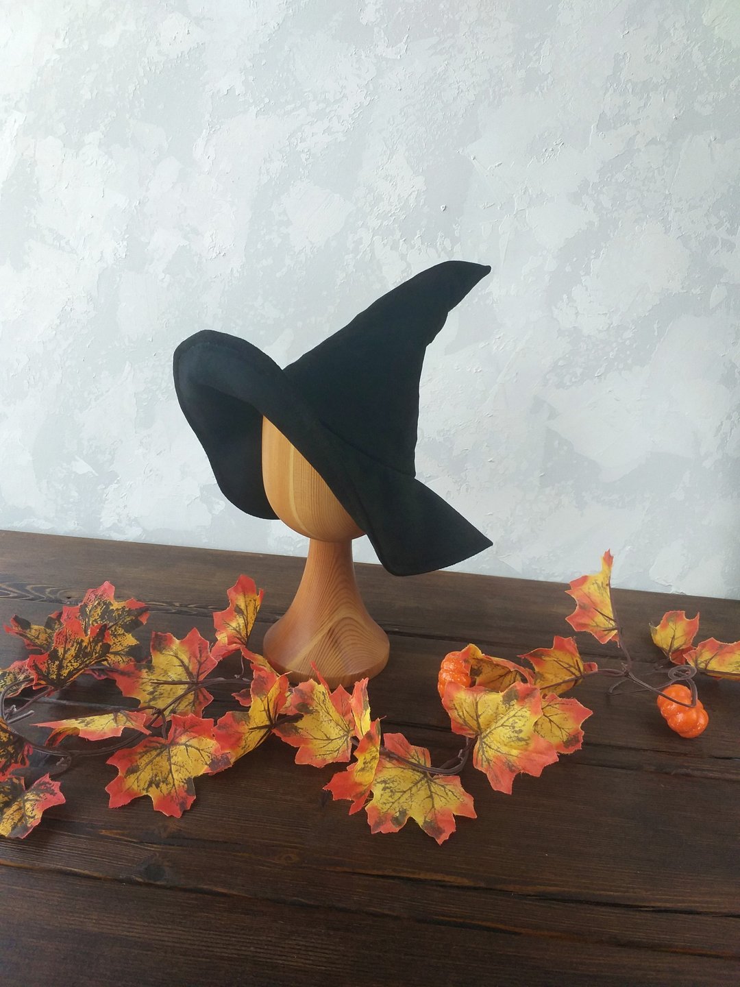 Newborn halloween costume- mini witch hat, wizard hat for newborn photo prop - 婴儿帽/发带 - 其他材质 黑色
