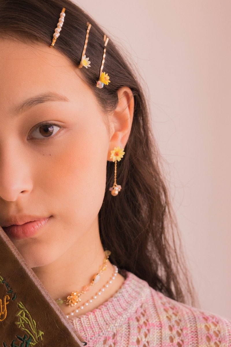 SUNSHOWER : 午后花店发夹6件套装 - Pamycarie 手工制作饰品 - 发饰 - 粘土 橘色