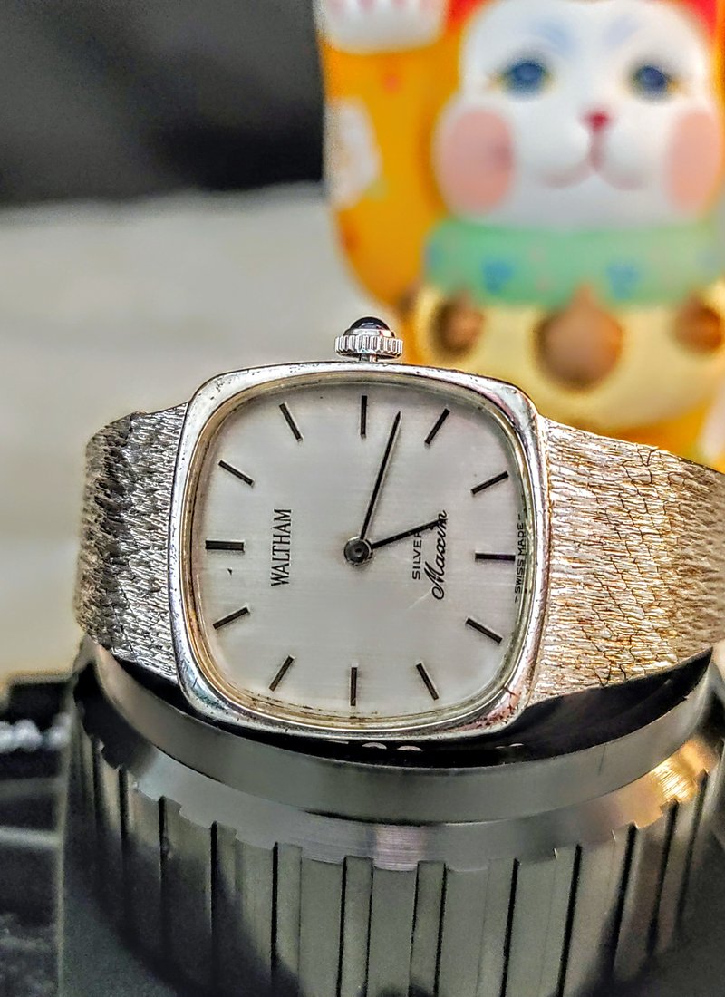 1960~70年代 WALTHAM 925银方形手上链表 微瑕 - 女表 - 银 银色
