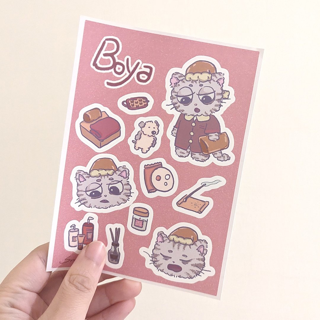 【防水手帐贴纸】RED系列_疲惫Boya - 贴纸 - 防水材质 红色