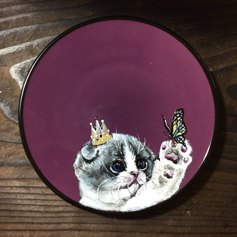 点心盘系列－国王喵喵 - 订制画像 - 瓷 紫色